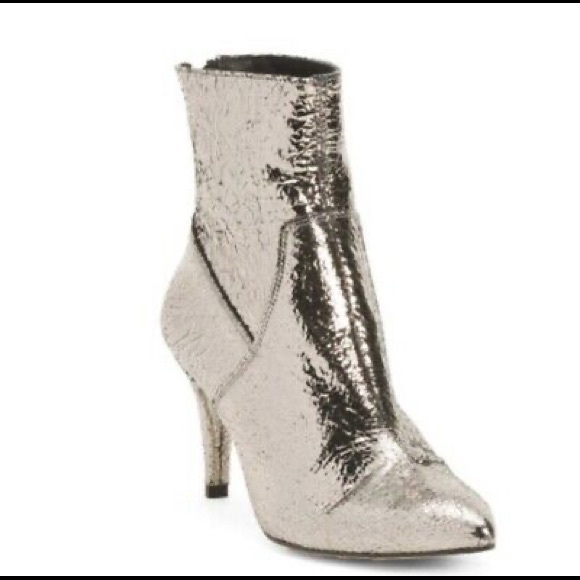 Free People New Willa Metallic Silver Bootie Boots - Picture 3 of 5